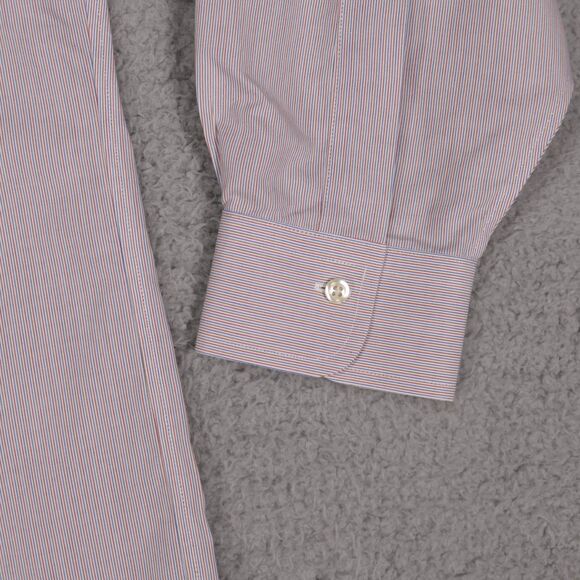 Brooks Brothers Shirt Men 16-32 Classic Orange Green Striped Button Long Sleeve - Picture 9 of 16